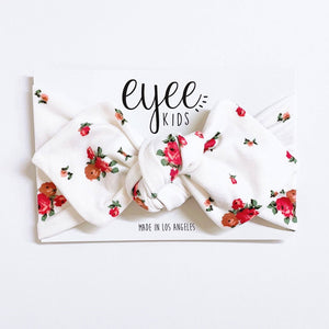 Top Knot Headband- White Vintage Floral
