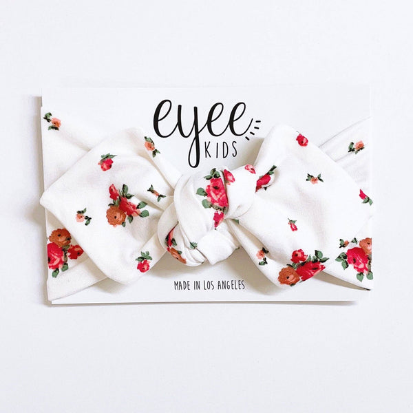Top Knot Headband- White Vintage Floral