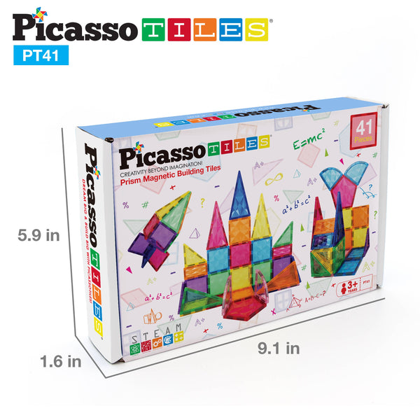 PicassoTiles 41 Piece Prism Magnetic Building Block Set