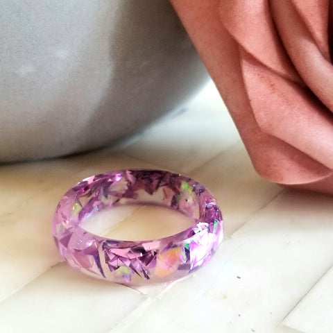 Sparkling Lavender Resin Ring
