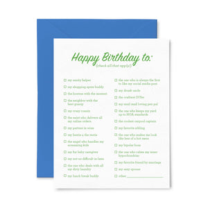 Birthday List | Letterpress Greeting Card | Birthday