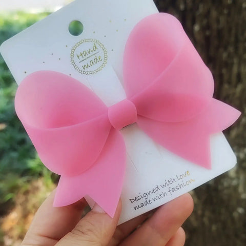 Waterproof Hair Clip - Pink Jelly Bow