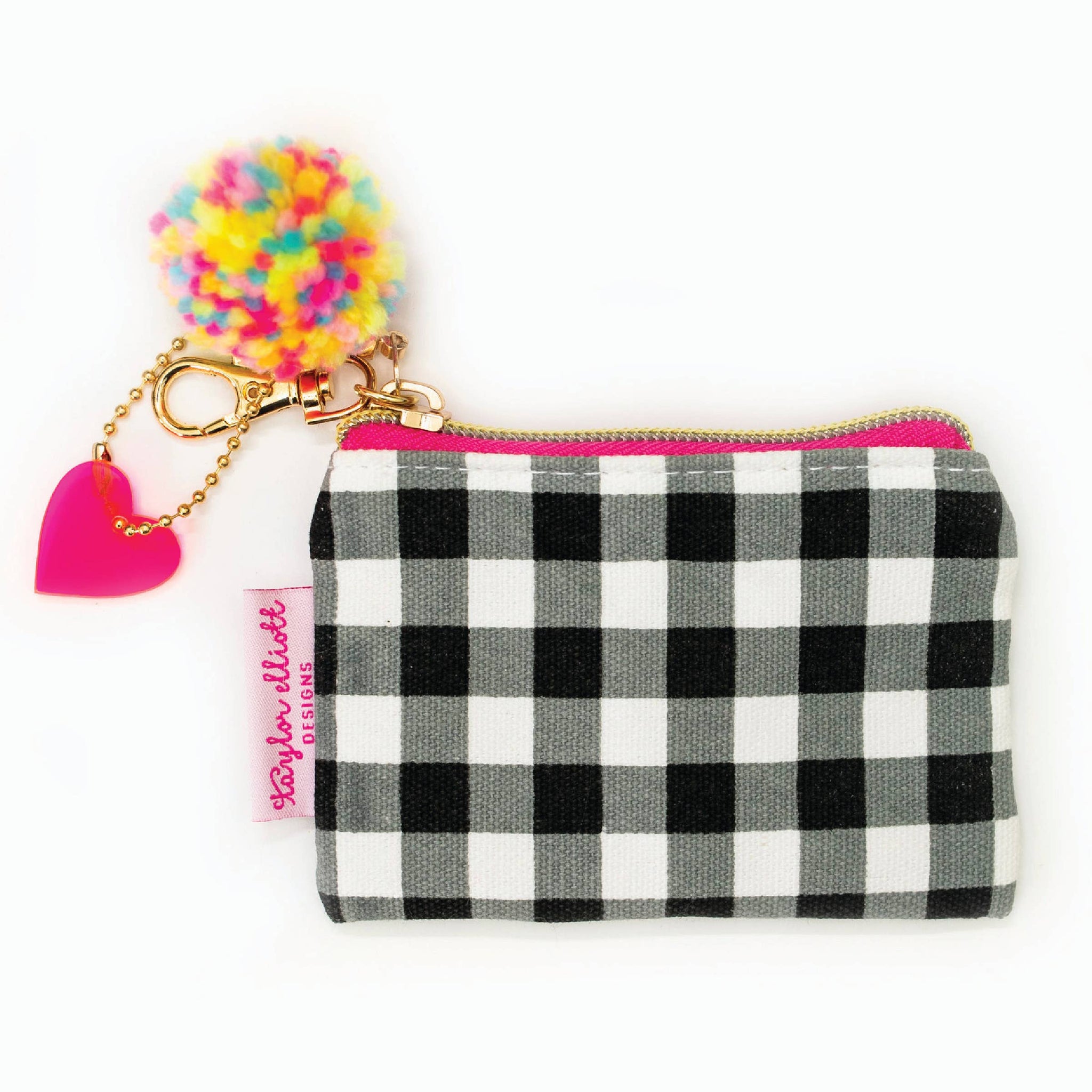 Black Gingham Card Holder Keychain