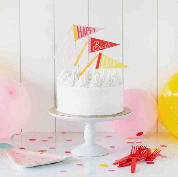 Pink Birthday Cake Toppers