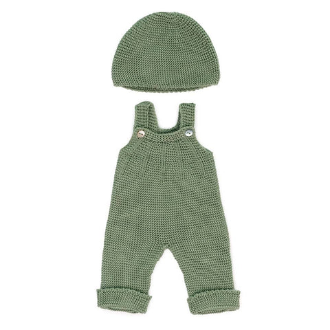 Knitted Doll Outfit 15” – Overall & Beanie Hat