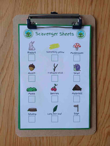 Scavenger Hunt Sheets - 20 Pack with Clipboard