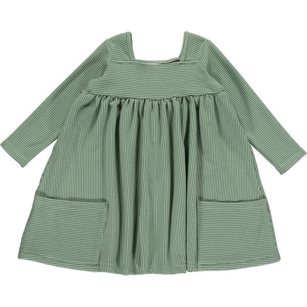 Rylie Dress in Green and Cream Stripe