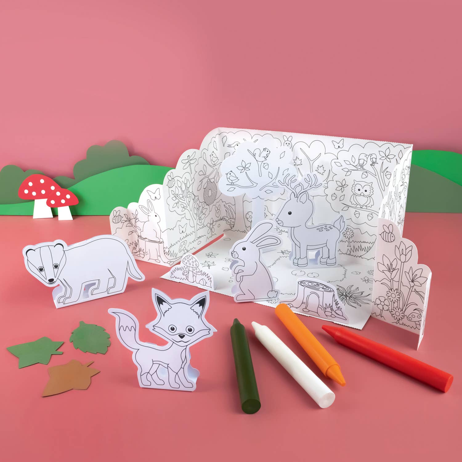 Pop-Up Woodland Coloring Scene