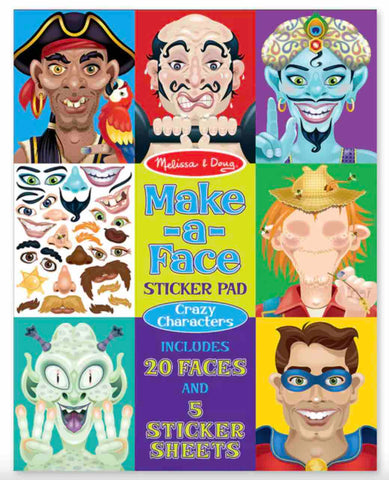 Make-a-Face Crazy Characters Stickers Pad